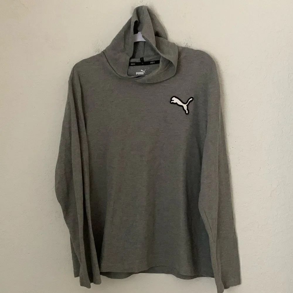 Puma Men’s Sweater Lightweight Gray Hooded Sweatshirt Size XL